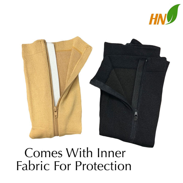 Seniors Care Footless 15-20 mmHg Compression Shin Calf Leg Men Women 1 Pair Zipper Sleeves