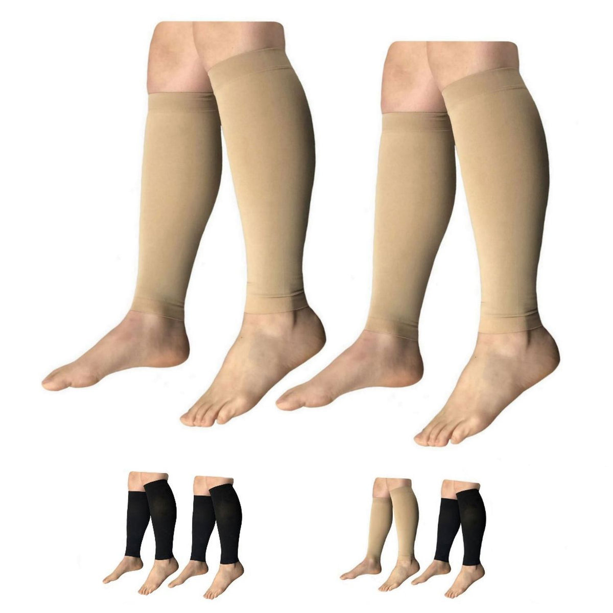HealthyNees Shin Compression Sleeves 15-20 MmHg - Wide Leg Calf Support For Circulation & Fatigue Relief