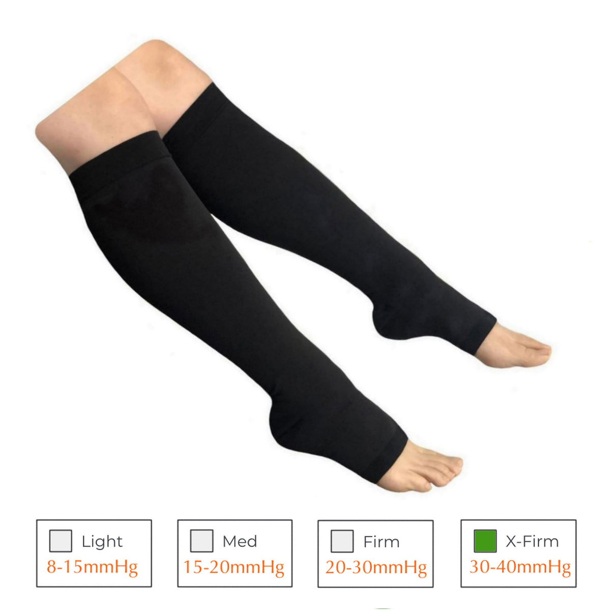 Made in USA - Extra Wide Womens Compression Tights 20-30mmHg - Black, 5XL 