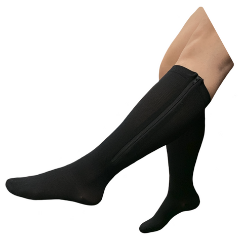 Seniors Care 15-20 mmHg Compression Leg Circulation Calf Closed Toe Zipper Socks