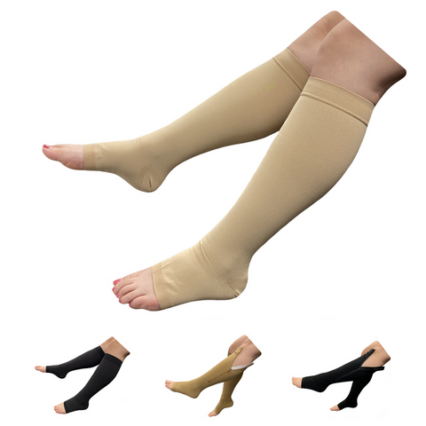 Open Toe 20-30 mmHg Firm Compression Swelling Fatigue Calf Leg Socks