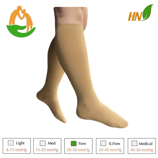 Seniors Care Sheer 20-30 mmHg Compression Calf Legs Circulation Swelling Closed Toe Traditional Socks