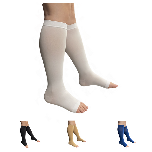 Seniors Care Sheer 20-30 mmHg Compression Calf Legs Circulation Swelling Open Toe Traditional Socks