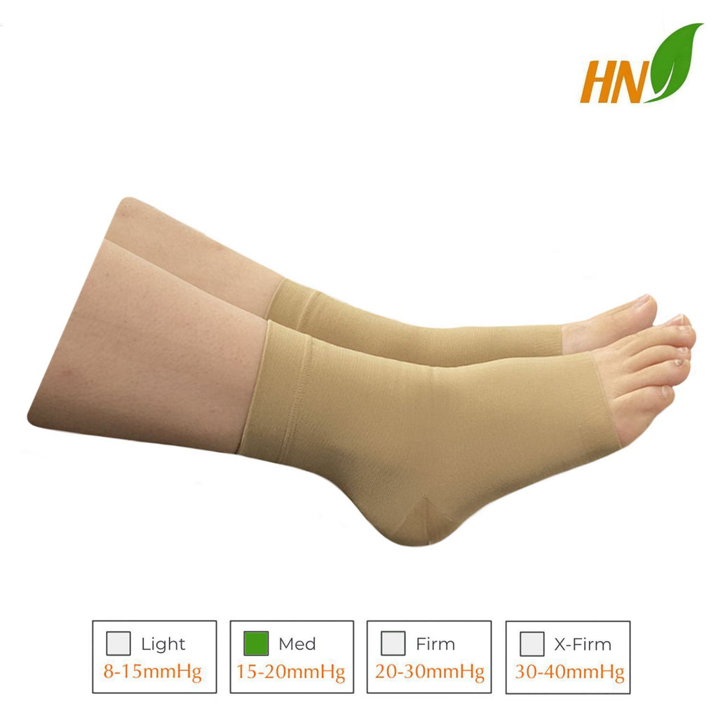 Closed Toe 15-20 mmHg Moderate Compression Foot Leg Ankle Sock Sleeve  (Beige, S/M)