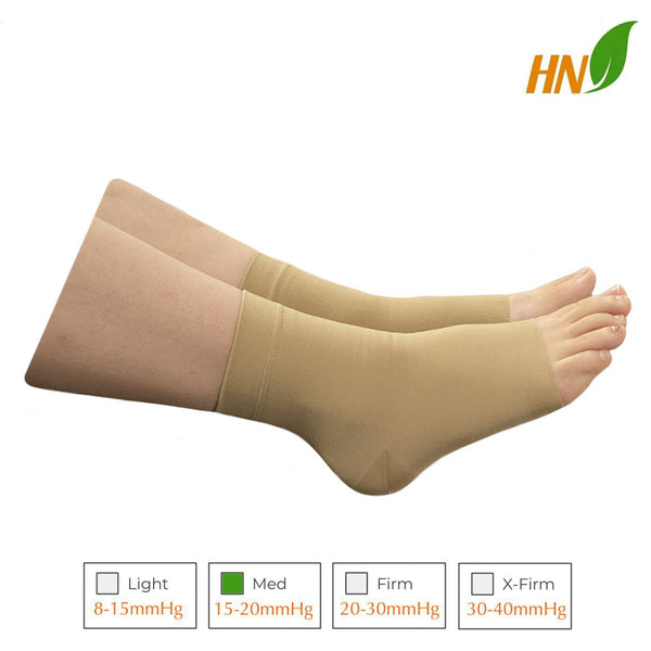 Ankle 15-20 mmHg Med Compression Leg Foot Swelling Wide Open Toe Sleeve