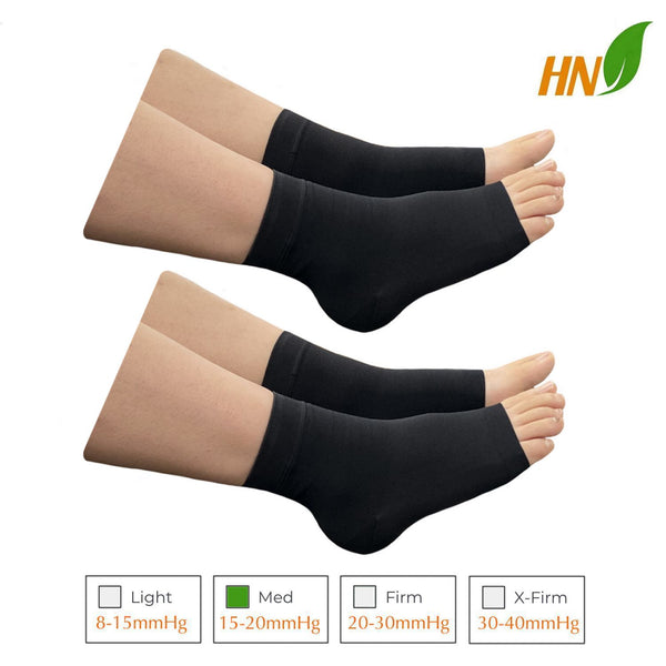 Ankle 15-20 mmHg Med Compression Leg Foot Swelling Wide Open Toe Sleeve