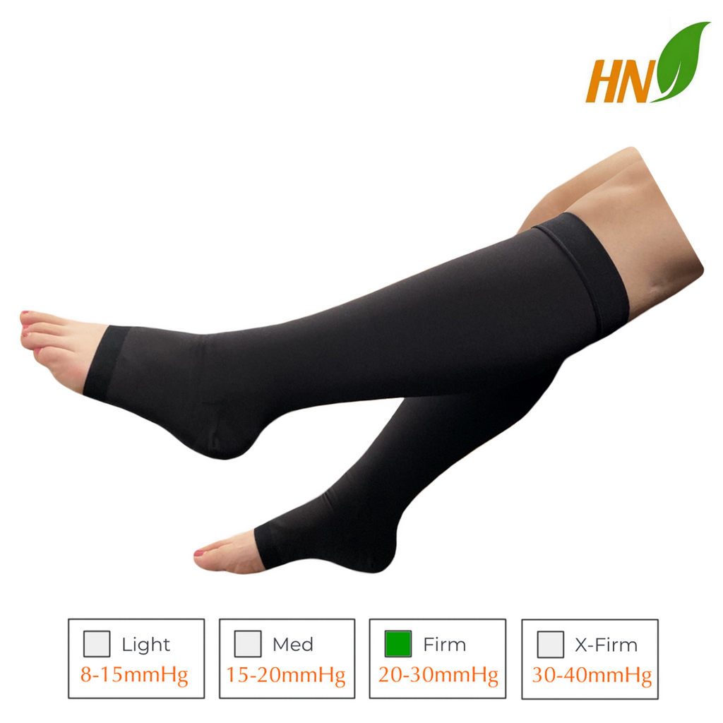 Premium Open Toe 20-30 mmHg Firm Leg Compression Swelling YKK