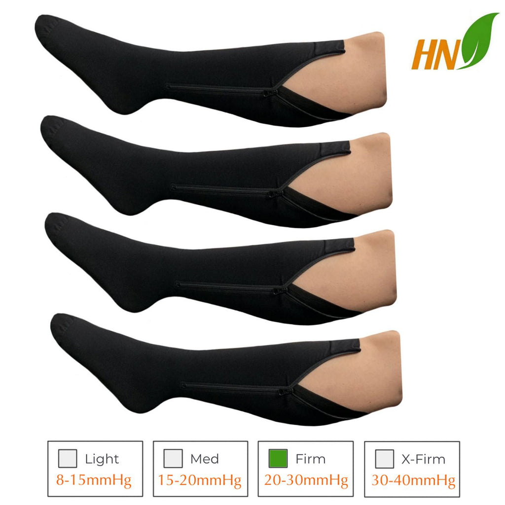 Premium Open Toe 20-30 mmHg Firm Leg Compression Swelling YKK Zipper W –  Presadee