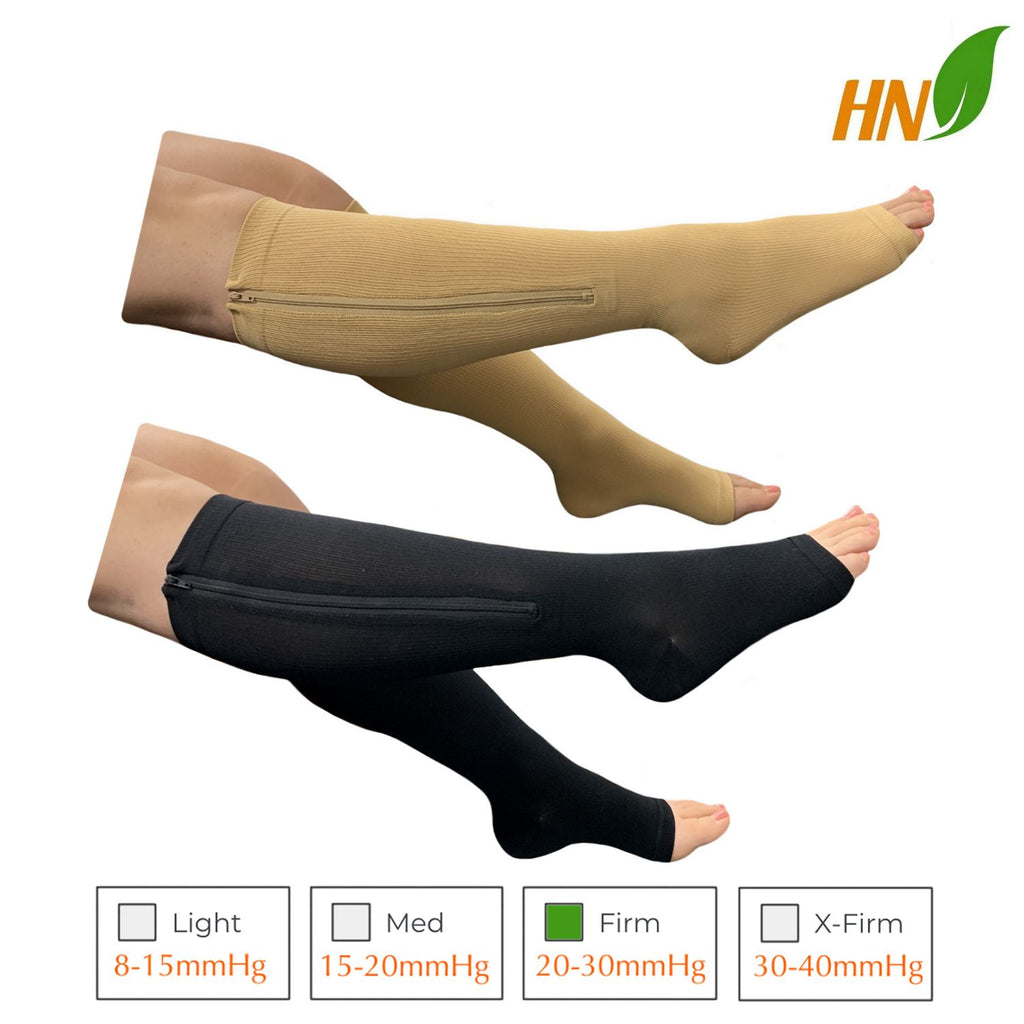 Open Toe 20-30 mmHg Firm Compression Swelling Fatigue Calf Leg Socks –  HealthyNees
