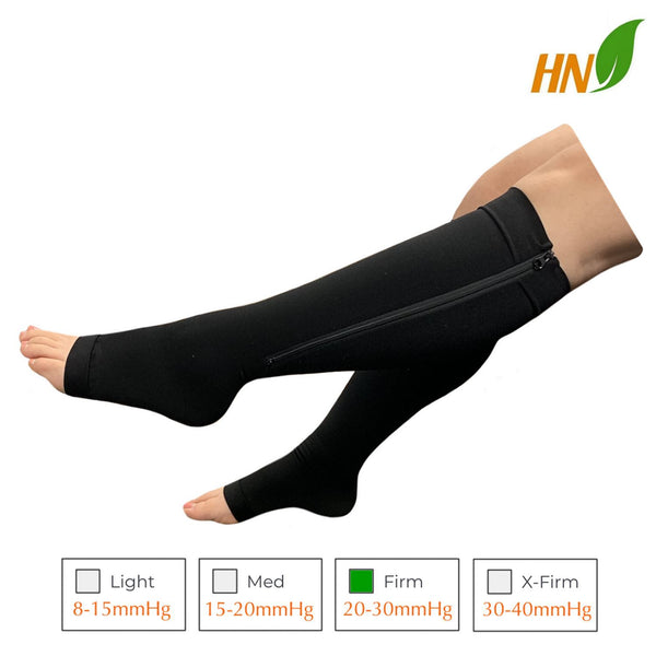 Open Toe 20-30 mmHg Firm Compression Swelling Fatigue Calf Leg Socks